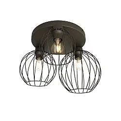 Plafoniera Minimal Industrial Orion 3 Luci Tonda Nera