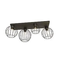 Plafoniera Minimal Industrial Orion 4 Luci Lineari Nera