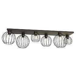 Plafoniera Minimal Industrial Orion 6 Luci Lineari Nera