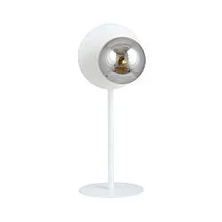 Lampada Da Tavolo Contemporanea Lothbrok 1 Luce Acciaio Bianco E Vetro Fumè