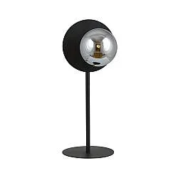 Lampada Da Tavolo Contemporanea Lothbrok 1 Luce Acciaio Nero E Vetro Fumè