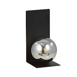 Applique Minimal 1 Luce Indiretta Pavaka Base Acciaio Nero E Vetro Fumè