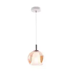 Sospensione Contemporanea Bretagna Metallo Bianco Vetro Ambra Sat. 1 Luce E27
