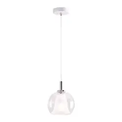Sospensione Contemporanea Bretagna Metallo Bianco Vetro Trasparente 1 Luce E27