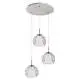 Lampadario Contemporaneo Bretagna Metallo Bianco Vetro Grigio Sat. 3 Luci E27