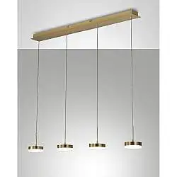 Lampadario Collezione DUNK 4 Luci Ottone Satinato Stile Moderno per Home Design