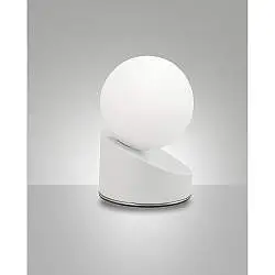 Lampada Gravity Da Tavolo Bianca 1 Luce Metallo e Vetro Finitura Moderna