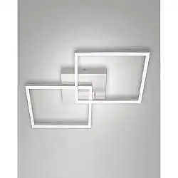 Bard Plafoniera Bianca 2 Luci LED Collezione BARD 5400 Lumen 65x65 cm Fabas