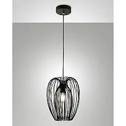 Lampada a Sospensione Nera Fabas Collezione CAMP con Altezza Regolabile e Design Moderno