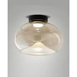Plafoniera Brena Cognac LED 19W 1 Luce Design Metallo e Vetro Collezione BRENA