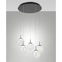 Lampadario Ariel Sospens Traspar/Goccia 5 luci metallo vetro per un design unico