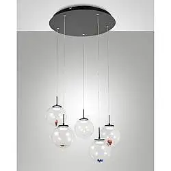 Ariel Sospens Trasparente Assortiti 5 Luci Stile Moderno Metallo Vetro Collezione ARIEL