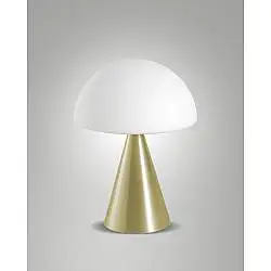 Lampada da Tavolo Blip Ottone Satinato 1 Luce Metallo e Vetro Collezione BLIP