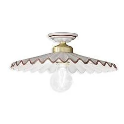 Plafoniera Classica L'Aquila Ottone E Ceramica Decorato Diam. 41Cm Luce E27