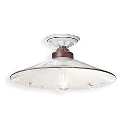 Plafoniera Classica Asti Ferro E Ceramica Nero Sfumato Rame Decorato Filo Verde