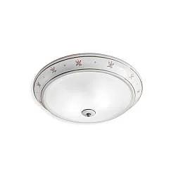 Plafoniera Classica Capua Ceramica E Ottone Satinato Decorato 2 Luci E27