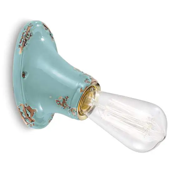 Applique Vintage azzurra 11 cm E27 Ferroluce