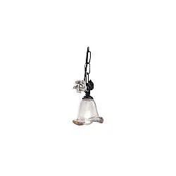 Lampadario Classico Siena Metallo E Ceramica Nero Sfumato Argento 1 Luce E14