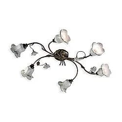 Plafoniera Classica Pisa Metallo E Ceramica Nero Sfumato Oro 6 Luci E14