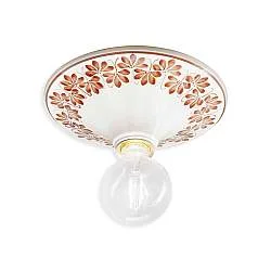 Plafoniera Grande Classica Trieste Bianco Decorato Filo Marrone 1 Luce E27