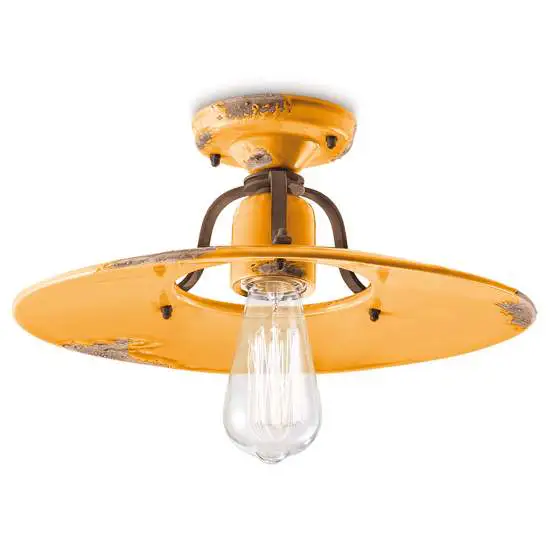 Plafoniera Country vintage giallo Ferroluce