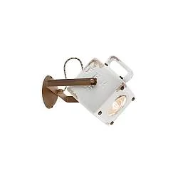 Applique Vintage Industrial Cubica Ferro E Ceramica Bianco 1 Luce E27
