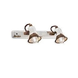 Applique Vintage Loft Ferro E Ceramica Bianco 2 Luci E14