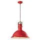 Lampadario Industrial Ferro E Ceramica Vintage Rosso 1 Luce E27 40Cm