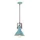 Lampadario Industrial Ferro E Ceramica Vintage Azzurro 1 Luce E27 23Cm