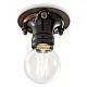 Plafoniera Industrial Minimal Pipes Ferro E Ceramica Vintage Nero 1 Luce E27