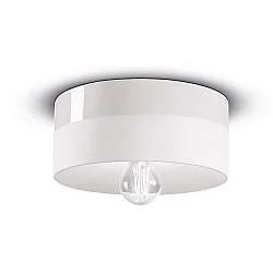 Plafoniera Media Vintage Decò Pi Ceramica Bianco Grezzo 1 Luce E27
