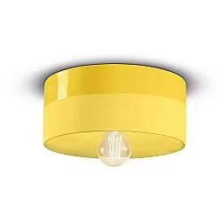 Plafoniera Media Vintage Decò Pi Ceramica Giallo Limone 1 Luce E27
