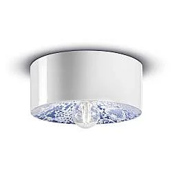 Plafoniera Media Vintage Decò Pi Ceramica Ming Blu 1 Luce E27