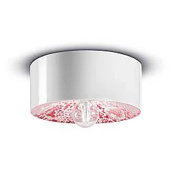 Plafoniera Media Vintage Decò Pi Ceramica Ming Rosso 1 Luce E27