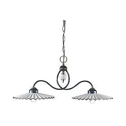 Lampadario Classico L'Aquila Metallo Ceramica Nero Sfumato Rame 31Cm 2 Luci E27