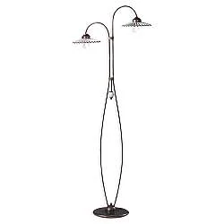 Piantana Classica L'Aquila Metallo E Ceramica Nero Sfumato Rame 2 Luci E27