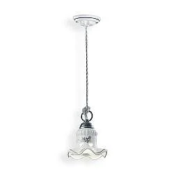 Lampadario Classico Chieti Metallo E Ceramica Nero Sfumato Argento 1 Luce E14