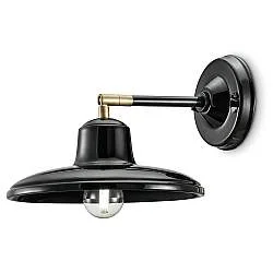 Applique Industrial Minimal Nordico B&W Metallo Smaltato Nero 1 Luce E14