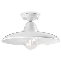 Plafoniera Industrial Minimal Nordico B&W Metallo Smaltato Bianco 1 Luce E27