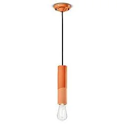 Sospensione Piccola Vintage Decò Pi Ceramica Arancio Pesca 1 Luce E27