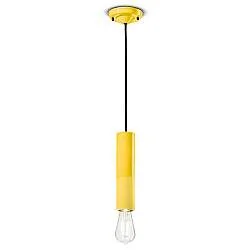 Sospensione Piccola Vintage Decò Pi Ceramica Giallo Limone 1 Luce E27