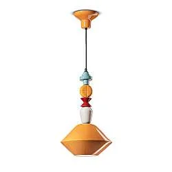 Sospensione Piccola Vintage Decò Lariat Ceramica Giallo 1 Luce E27