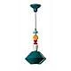 Sospensione Piccola Vintage Decò Lariat Ceramica Verde Petrolio 1 Luce E27