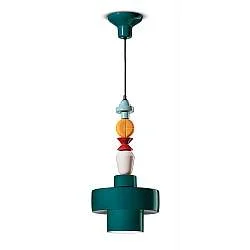 Sospensione Piccola Tonda Vintage Decò Lariat Ceramica Verde 1 Luce E27
