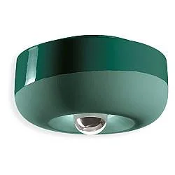 Plafoniera Vintage Decò Bellota Ceramica Verde Bottiglia 1 Luce E27