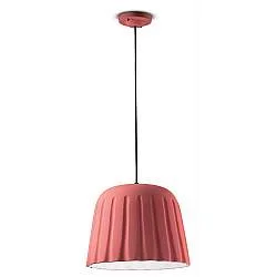 Sospensione Piccola Vintage Decò Madame Gres Ceramica Rosa Corallo 1 Luce E27