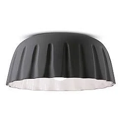 Plafoniera Grande Vintage Decò Madame Gres Ceramica Grigio Nerastro 1 Luce E27