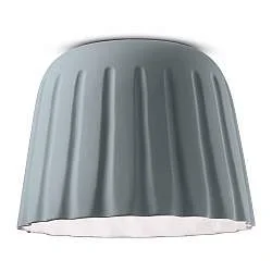 Plafoniera Piccola Vintage Decò Madame Gres Ceramica Grigio Tele 1 Luce E27