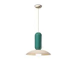 Lampadario Vintage Decò Pau Ceramica Crema E Turchese 1 Luce E27