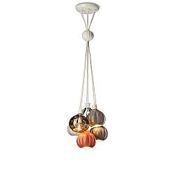 Lampadario Mix Vintage Decò Afoxe' Alluminio Ceramica Vetro 6 Luci E14